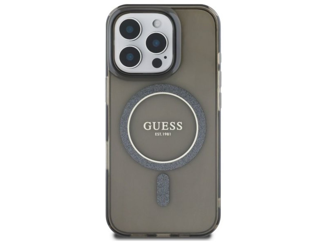 Guess IML Glitter Circle MagSafe case for iPhone 16 Pro Max - black