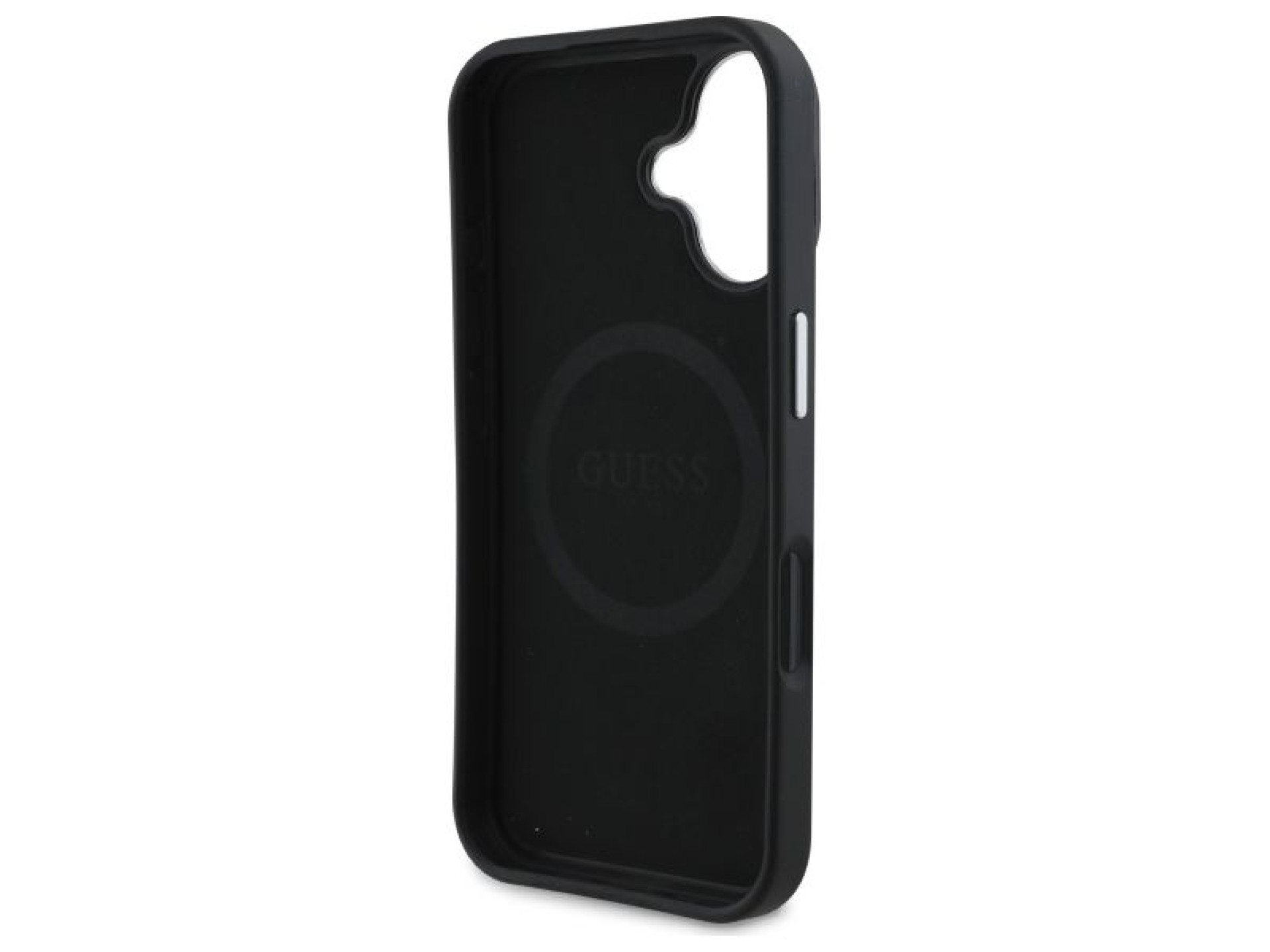 Capa rígida preta com textura triangular para iPhone 16 Plus 6.7