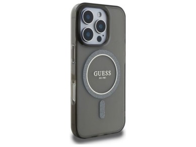 Funda Guess IML Glitter Circle MagSafe para iPhone 16 Pro Max - negra