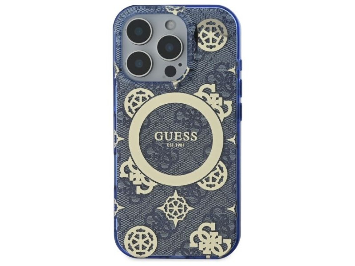 Funda rígida azul/azul para iPhone 16 Pro Max de 6,9" con diseño de peonía IML y fondo 4G MagSafe (G