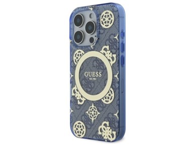 Guess GUHMP16XH4PYEEB iPhone 16 Pro Max 6.9" blue/blue hardcase IML Peony On 4G Background MagSafe Guess GUHMP16XH4PYEEB iPhone 16 Pro Max 6.9" blue/blue hardcase IML Peony On 4G Background MagSafe