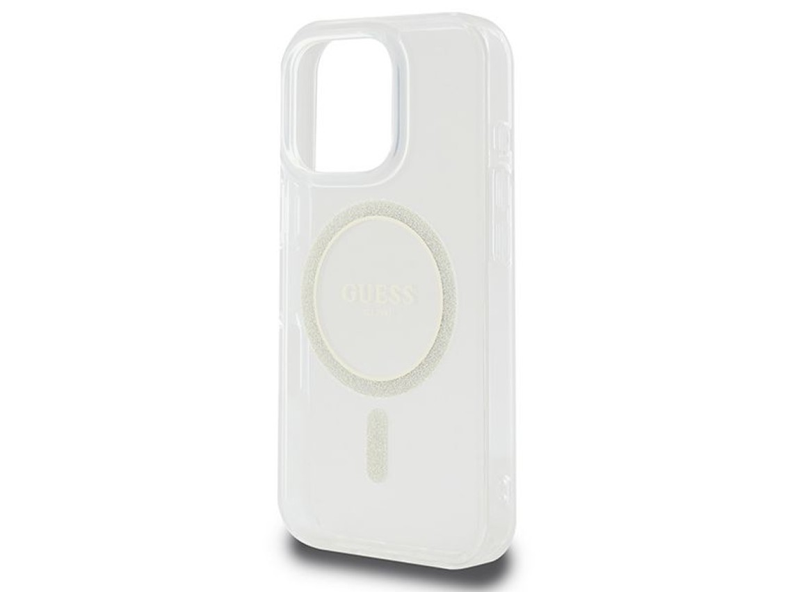 Funda Guess IML Glitter Circle MagSafe para iPhone 16 Pro Max - Transparente