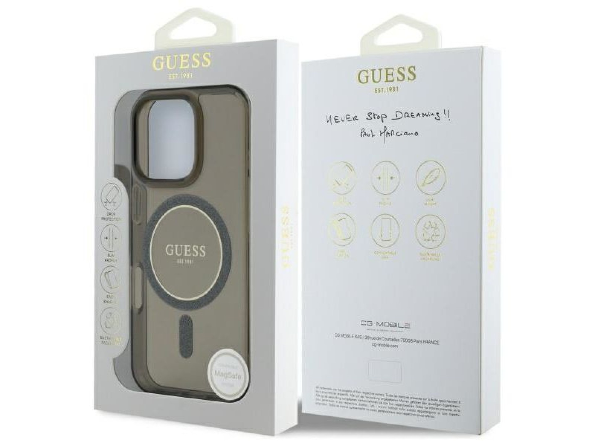 Guess IML Glitter Circle MagSafe case for iPhone 16 Pro Max - black