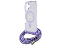 Capa Guess Crossbody Cord Script MagSafe para iPhone 16 - Roxa Capa Guess Crossbody Cord Script MagSafe para iPhone 16 - Roxa