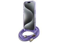 Capa Guess Crossbody Cord Script MagSafe para iPhone 16 - Roxa Capa Guess Crossbody Cord Script MagSafe para iPhone 16 - Roxa
