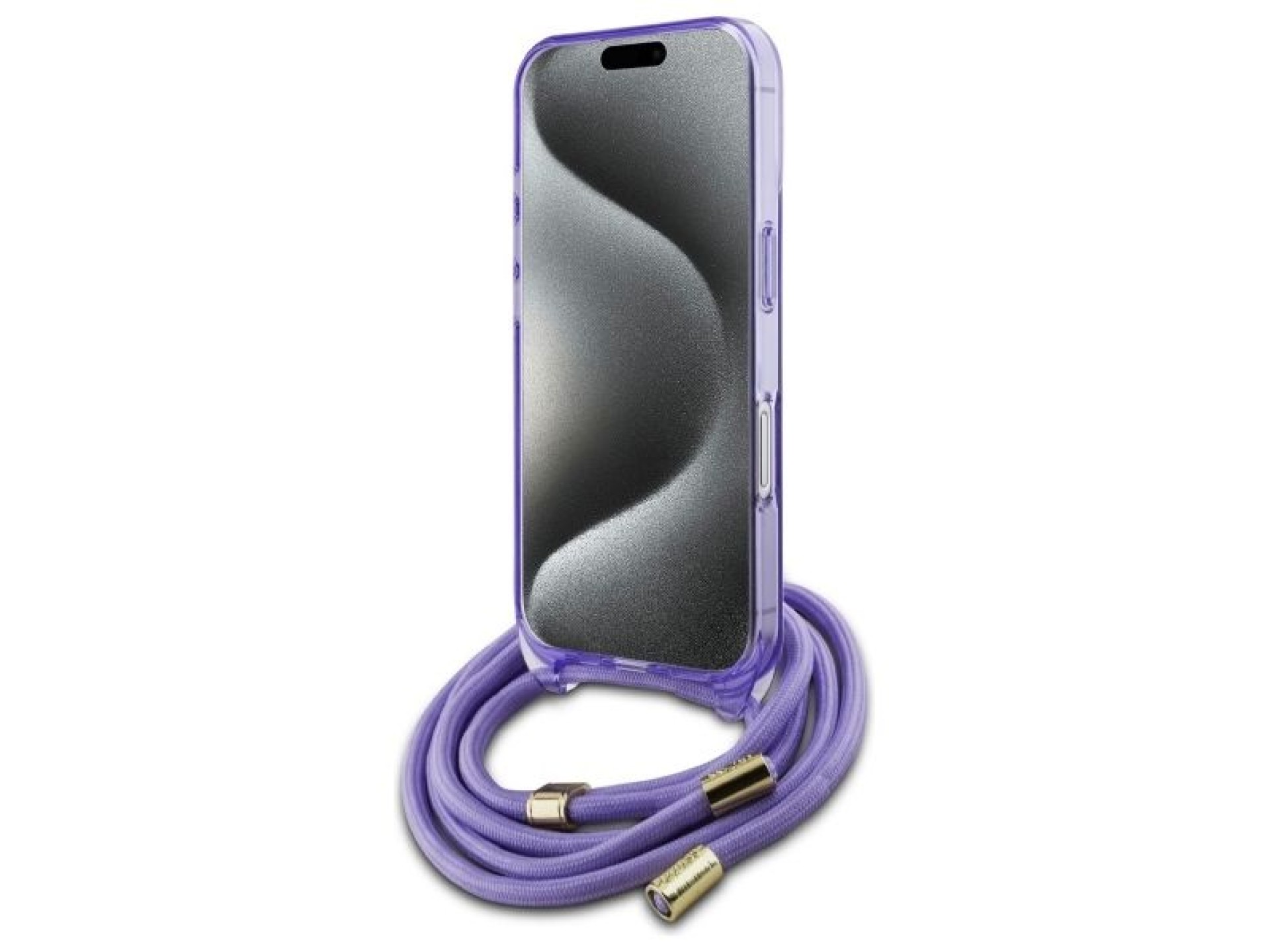 Capa Guess Crossbody Cord Script MagSafe para iPhone 16 - Roxa