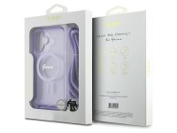 Capa Guess Crossbody Cord Script MagSafe para iPhone 16 - Roxa Capa Guess Crossbody Cord Script MagSafe para iPhone 16 - Roxa