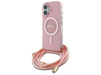 Funda Guess Crossbody Cord Script para iPhone 16 MagSafe - Rosa