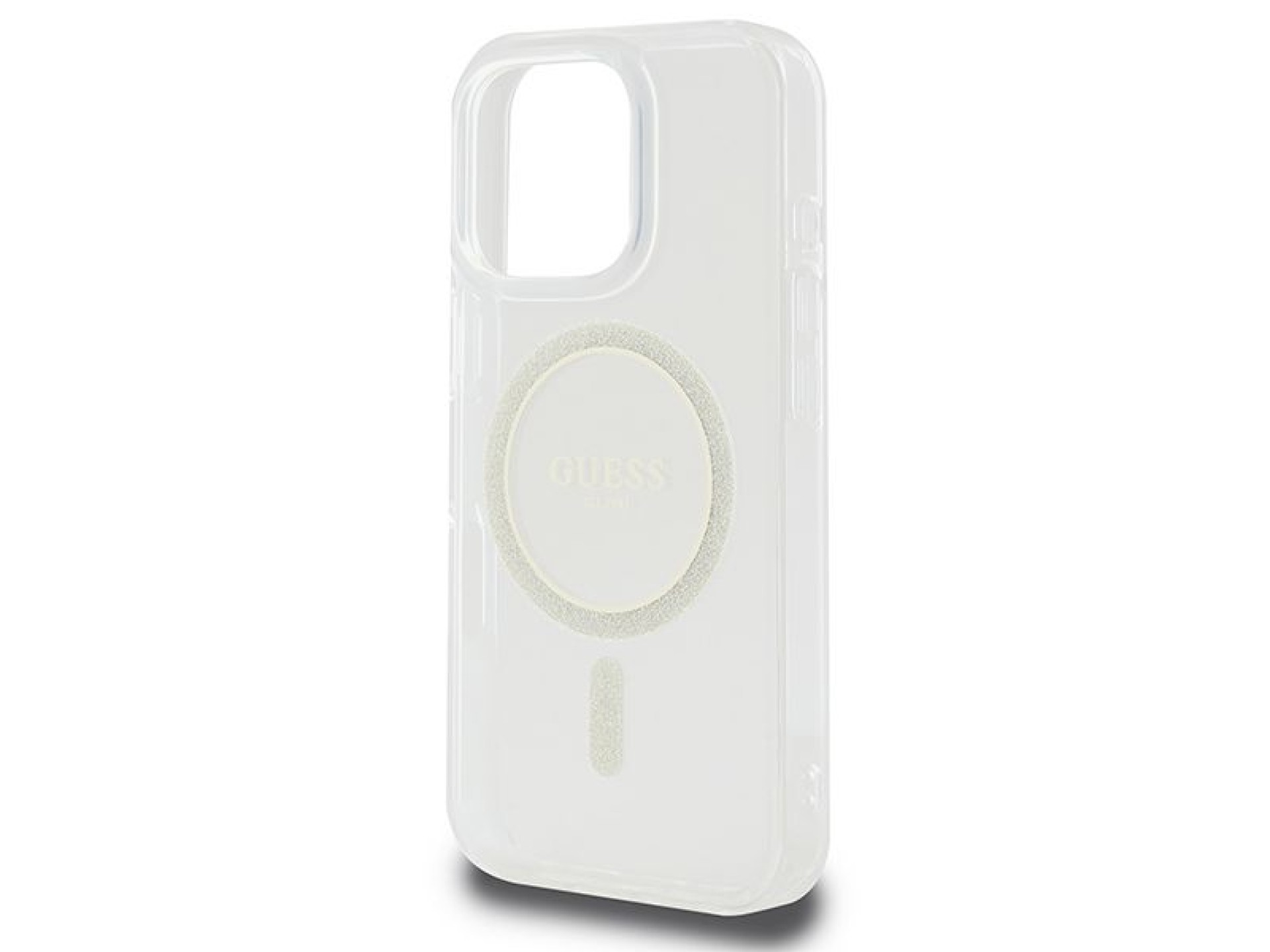 Funda Guess IML Glitter Circle MagSafe para iPhone 16 Pro Max - Transparente