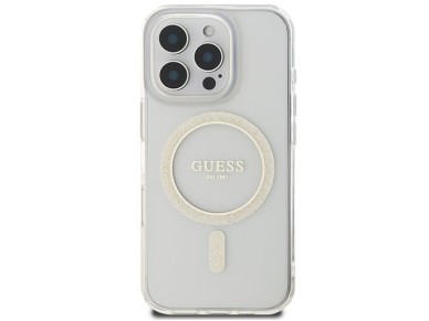 Capa MagSafe Guess IML Glitter Circle para iPhone 16 Pro Max - Transparente