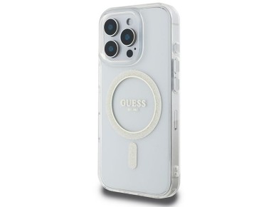 Capa MagSafe Guess IML Glitter Circle para iPhone 16 Pro Max - Transparente