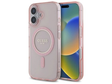 Guess GUHMP16SHFGEREP iPhone 16 6.1" pink/pink hardcase IML Glitter Circle MagSafe Guess GUHMP16SHFGEREP iPhone 16 6.1" pink/pink hardcase IML Glitter Circle MagSafe