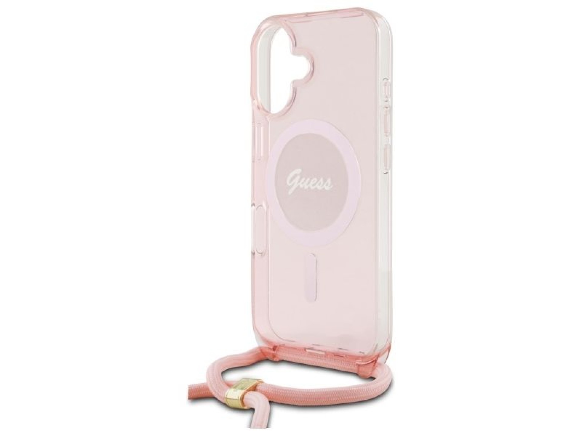 Funda Guess Crossbody Cord Script para iPhone 16 MagSafe - Rosa