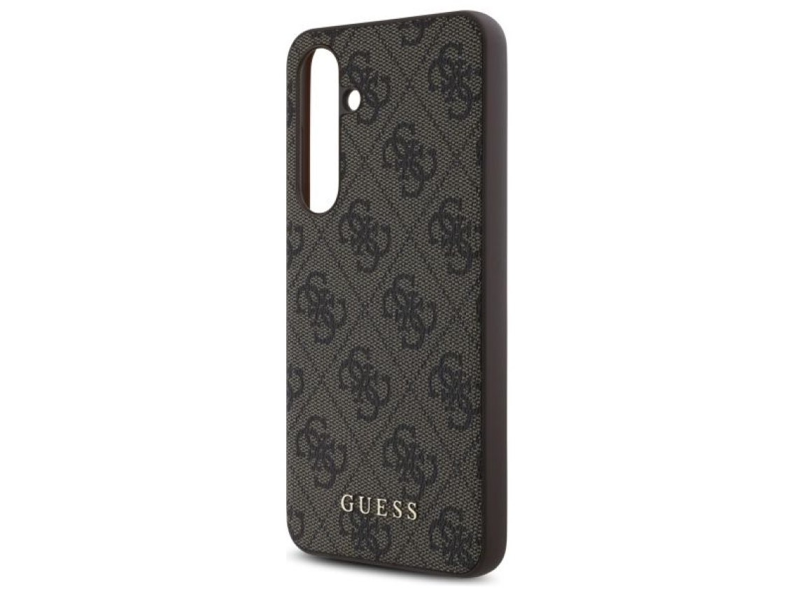 Estuche rígido Guess GUHCS24FEG4GFBR S24 FE S721 marrón/marrón 4G Metal Gold Logo