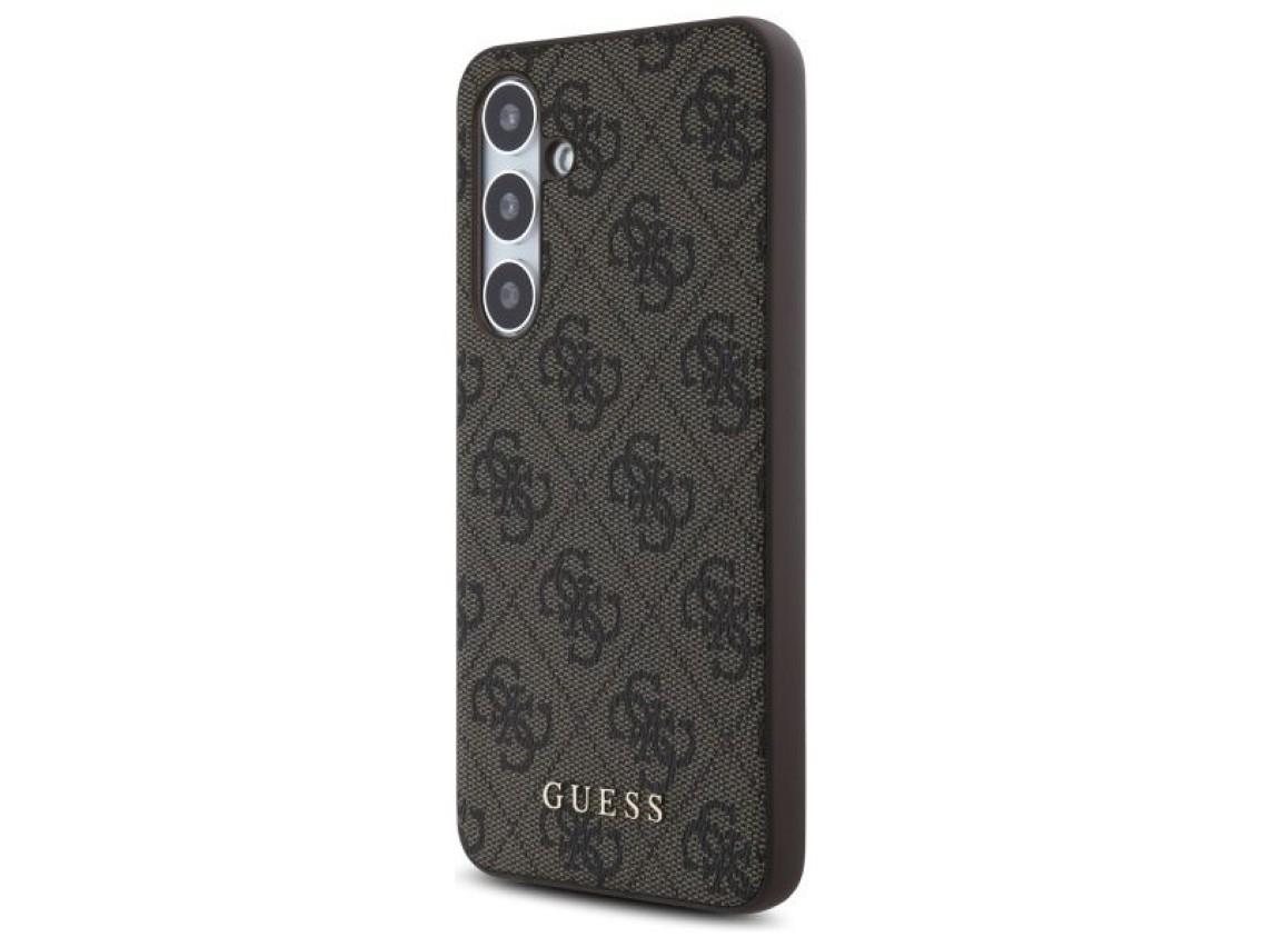 Estuche rígido Guess GUHCS24FEG4GFBR S24 FE S721 marrón/marrón 4G Metal Gold Logo