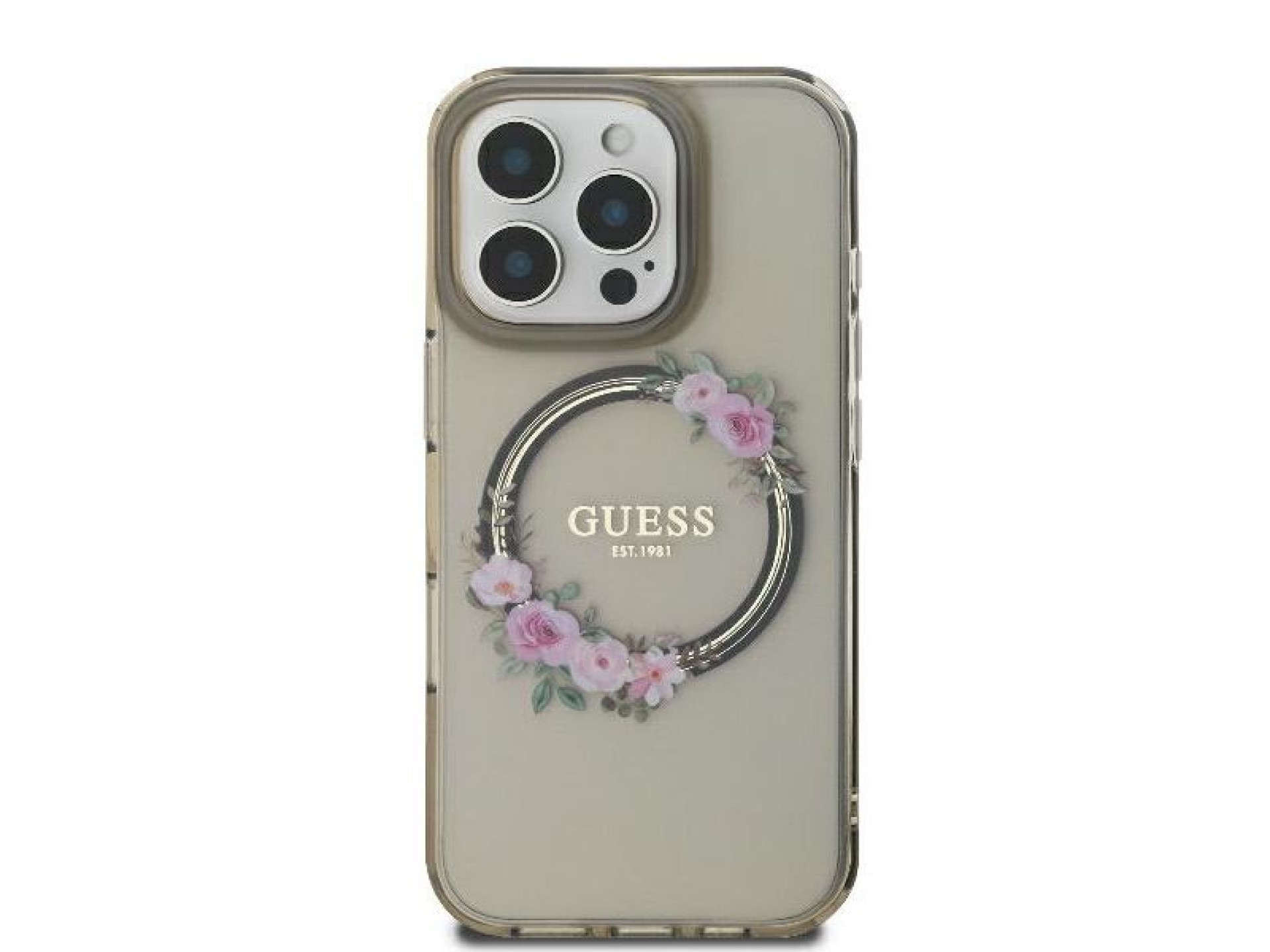 Funda rígida negra Guess GUHMP16XHFWFCK para iPhone 16 Pro Max de 6,9
