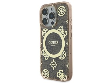Guess IML Peony On 4G Background MagSafe Case for iPhone 16 Pro Max - Brown Guess IML Peony On 4G Background MagSafe Case for iPhone 16 Pro Max - Brown