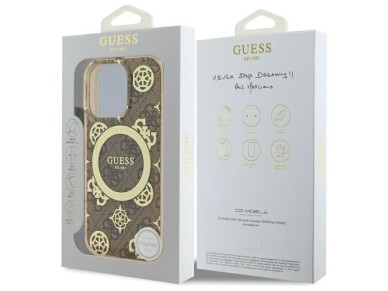 Guess IML Peony On 4G Background MagSafe Case for iPhone 16 Pro Max - Brown Guess IML Peony On 4G Background MagSafe Case for iPhone 16 Pro Max - Brown