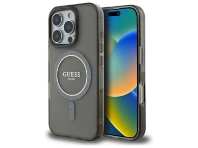 Guess IML Glitter Circle MagSafe case for iPhone 16 Pro - black Guess IML Glitter Circle MagSafe case for iPhone 16 Pro - black
