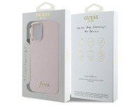 Guess Silicone Script Metal Logo & Frame iPhone 16 Case - Pink Guess Silicone Script Metal Logo & Frame iPhone 16 Case - Pink