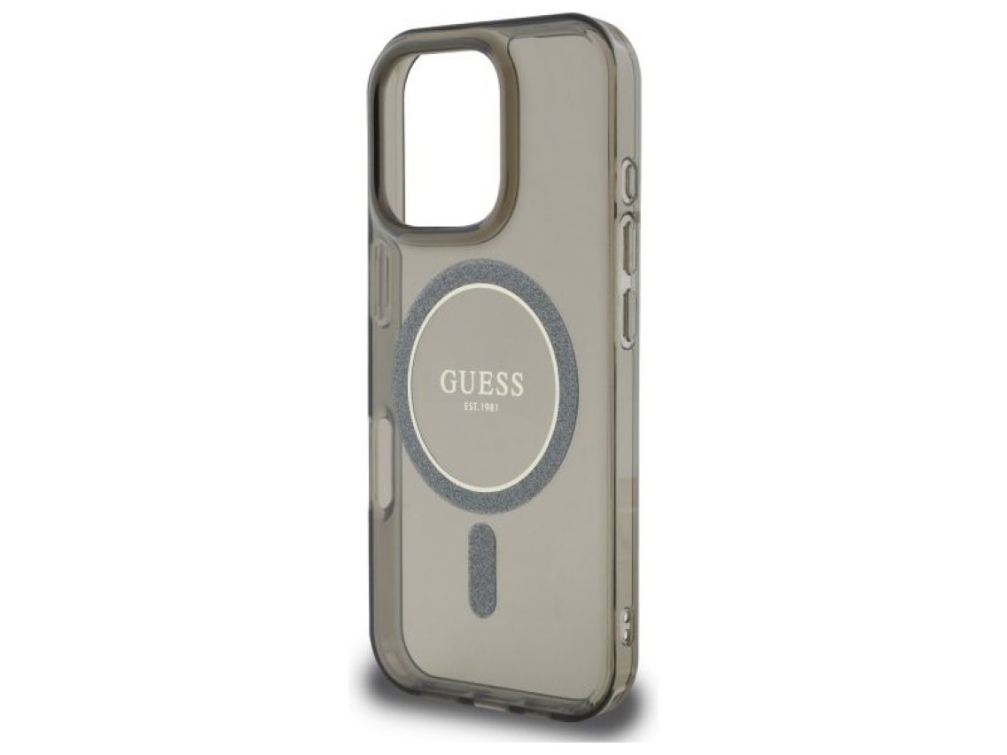 Capa Guess IML Glitter Circle MagSafe para iPhone 16 Pro - preta