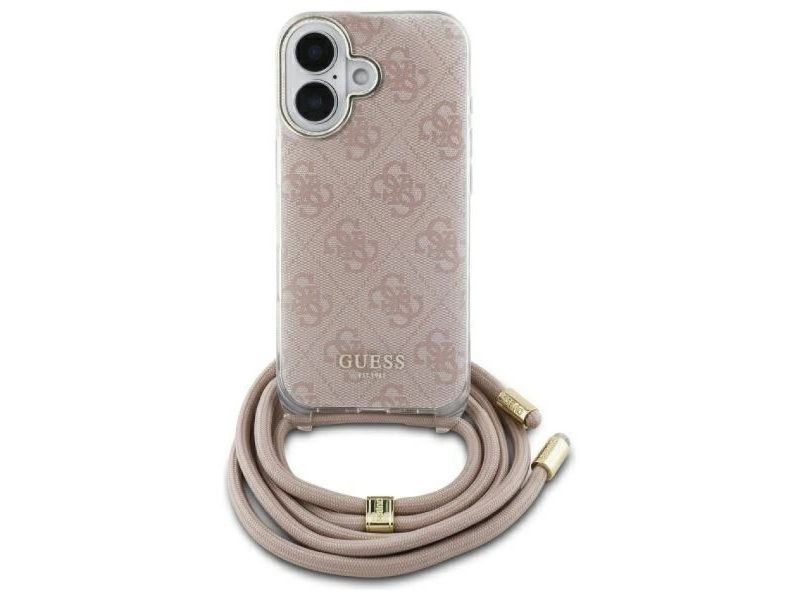Capa Guess Crossbody Cord 4G Print para iPhone 16 - Rosa