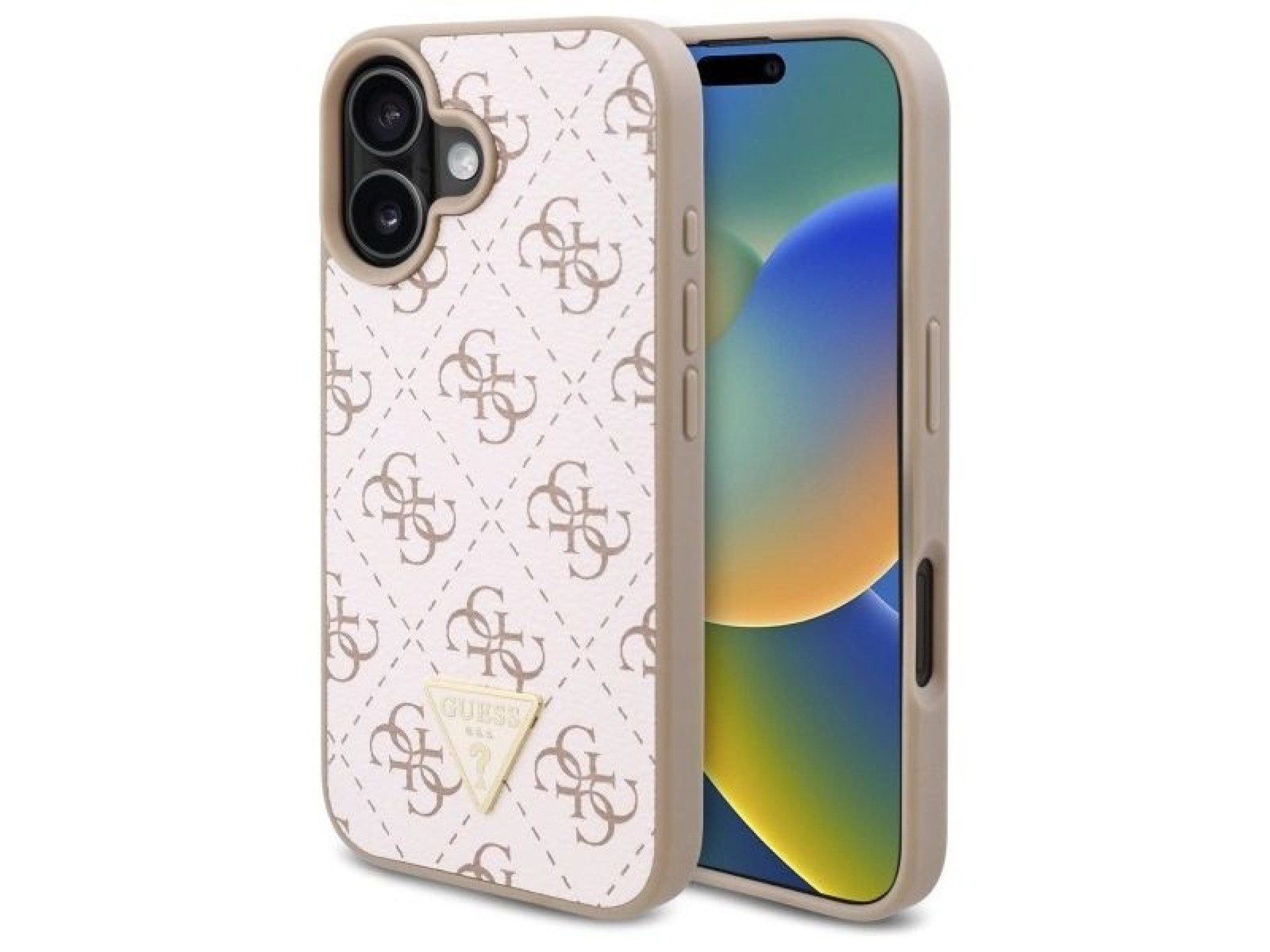Nova capa triangular 4G da Guess para iPhone 16 Plus - Branca