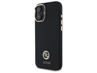 Guess Silicone Logo Strass 4G Case for iPhone 16 - Black Guess Silicone Logo Strass 4G Case for iPhone 16 - Black