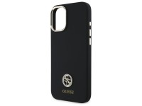 Capa Guess de silicone com logo e detalhes em strass para iPhone 16 - Preta Capa Guess de silicone com logo e detalhes em strass para iPhone 16 - Preta