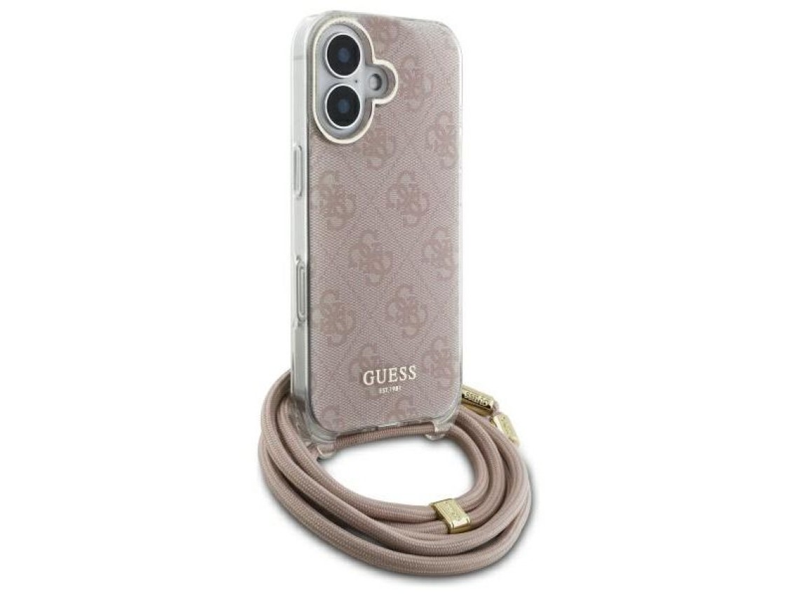 Capa Guess Crossbody Cord 4G Print para iPhone 16 - Rosa