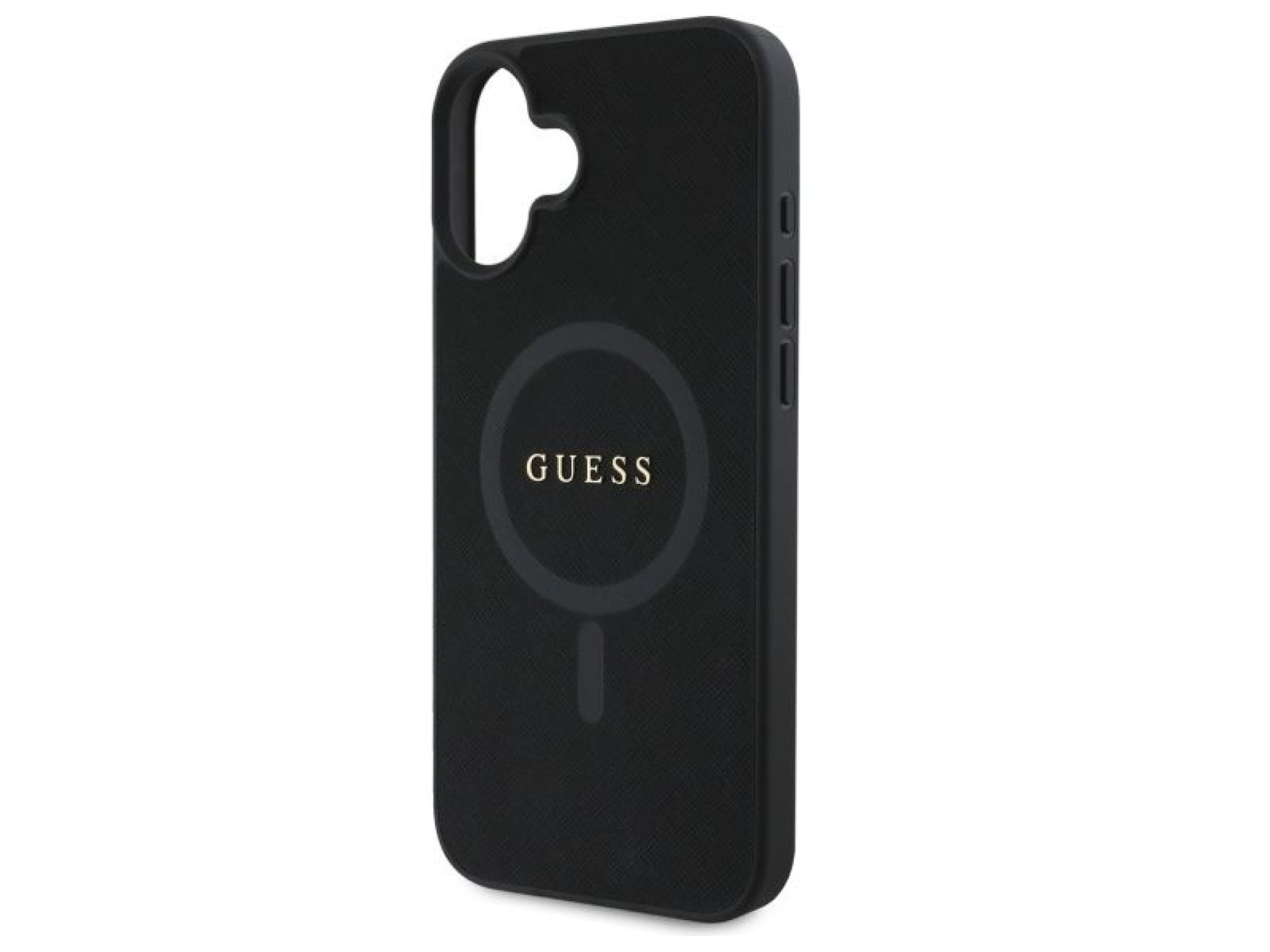 Guess Saffiano Classic Logo MagSafe case for iPhone 16 - black