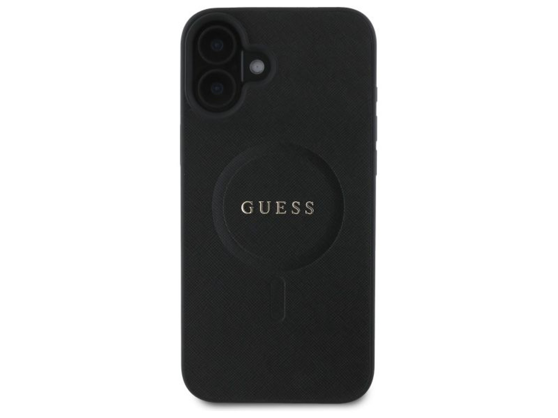 Guess Saffiano Classic Logo MagSafe case for iPhone 16 - black