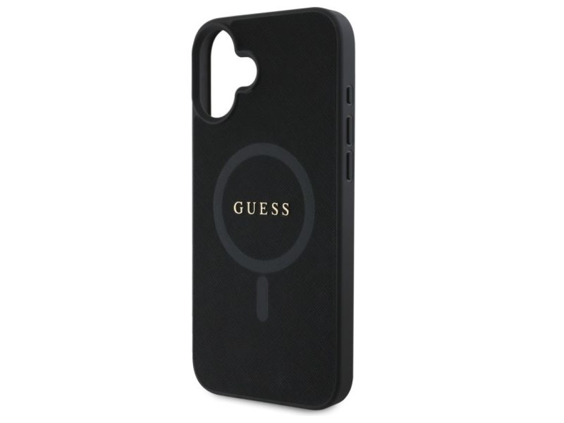Guess Saffiano Classic Logo MagSafe case for iPhone 16 - black