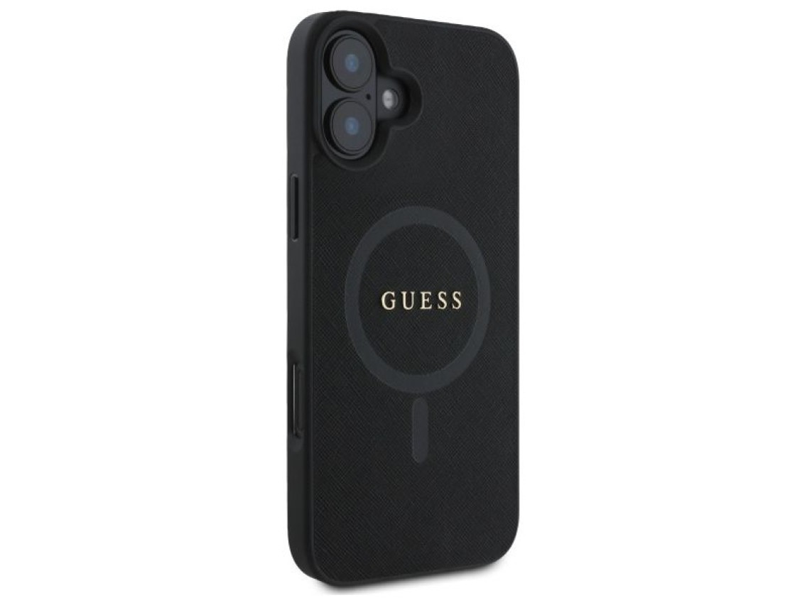 Guess Saffiano Classic Logo MagSafe case for iPhone 16 - black