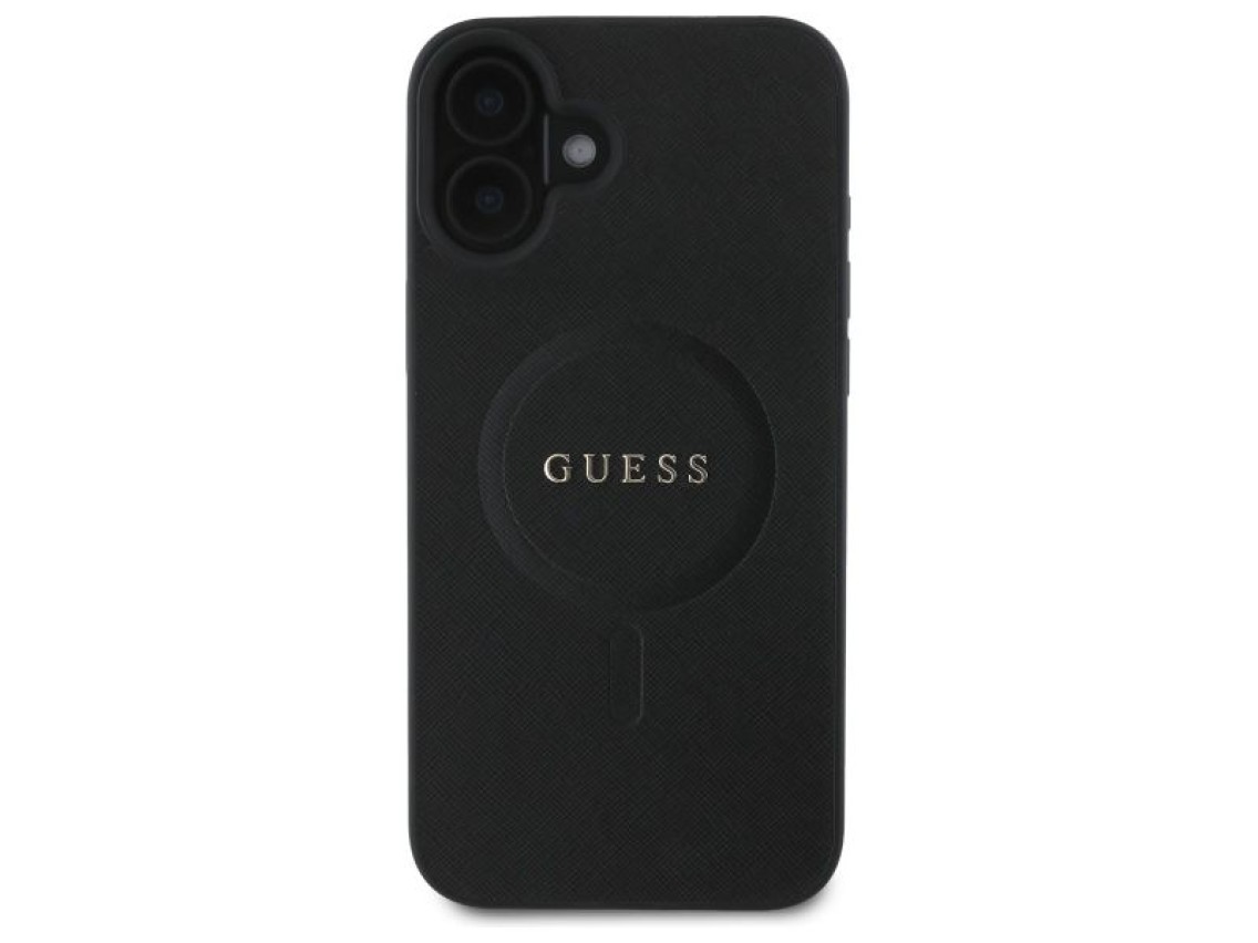 Guess Saffiano Classic Logo MagSafe case for iPhone 16 - black