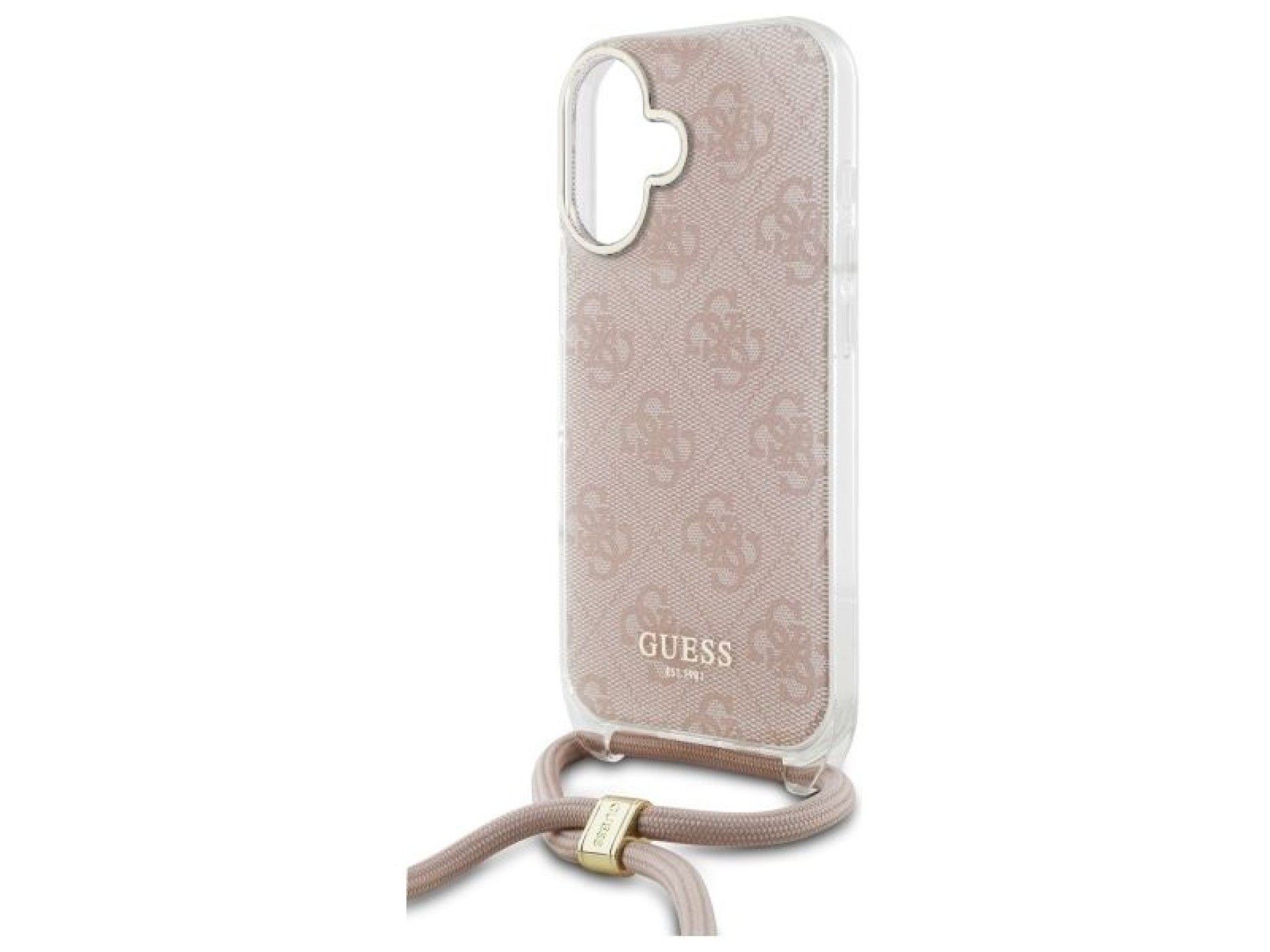 Capa Guess Crossbody Cord 4G Print para iPhone 16 - Rosa