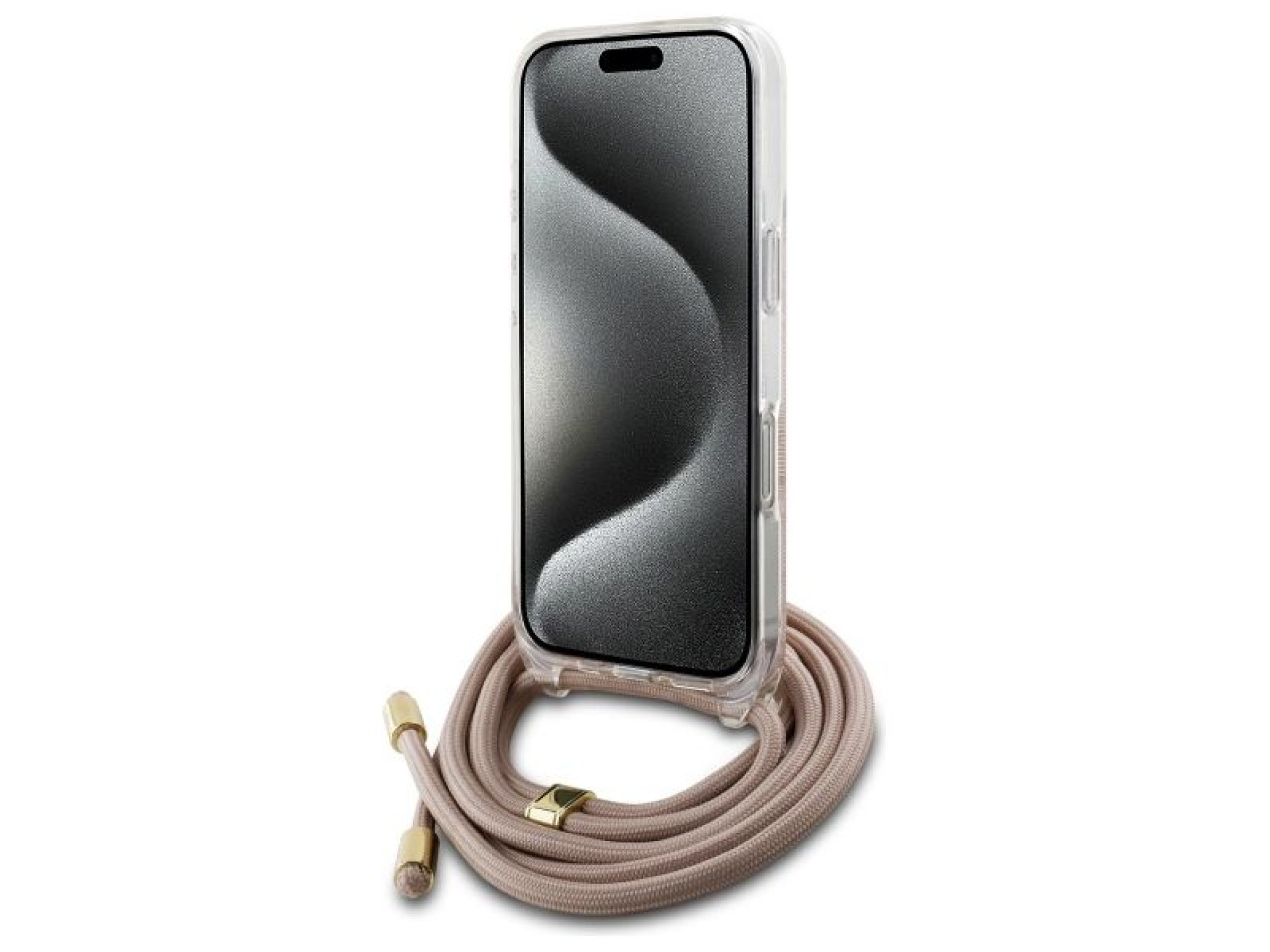 Capa Guess Crossbody Cord 4G Print para iPhone 16 - Rosa