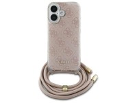 Capa Guess Crossbody Cord 4G Print para iPhone 16 - Rosa Capa Guess Crossbody Cord 4G Print para iPhone 16 - Rosa