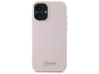 Guess Silicone Script Metal Logo & Frame iPhone 16 Case - Pink Guess Silicone Script Metal Logo & Frame iPhone 16 Case - Pink