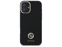 Capa Guess de silicone com logo e detalhes em strass para iPhone 16 - Preta Capa Guess de silicone com logo e detalhes em strass para iPhone 16 - Preta