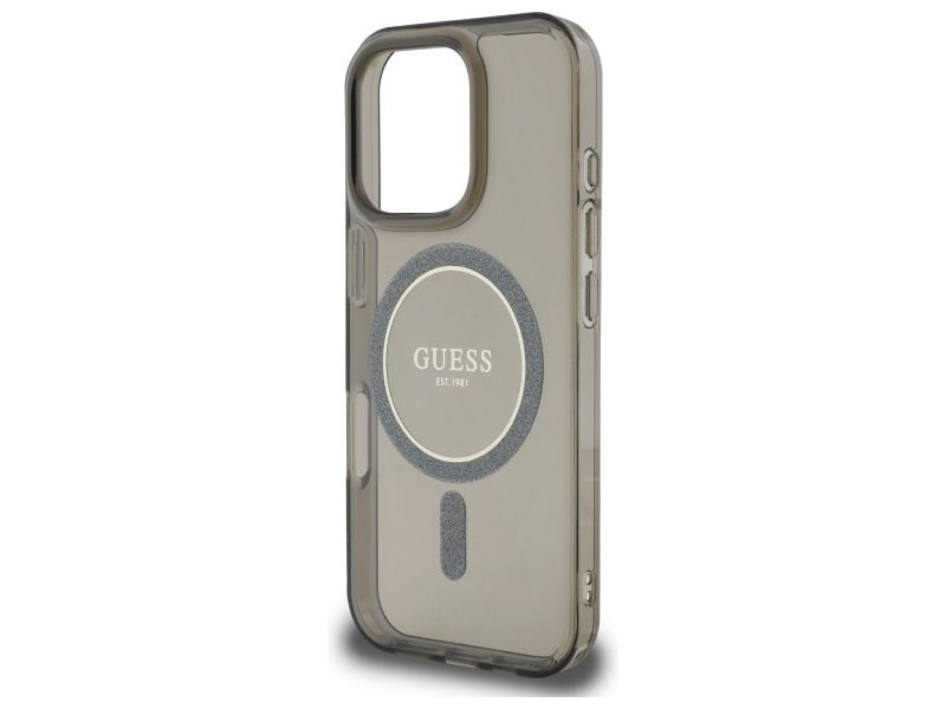 Capa Guess IML Glitter Circle MagSafe para iPhone 16 Pro - preta