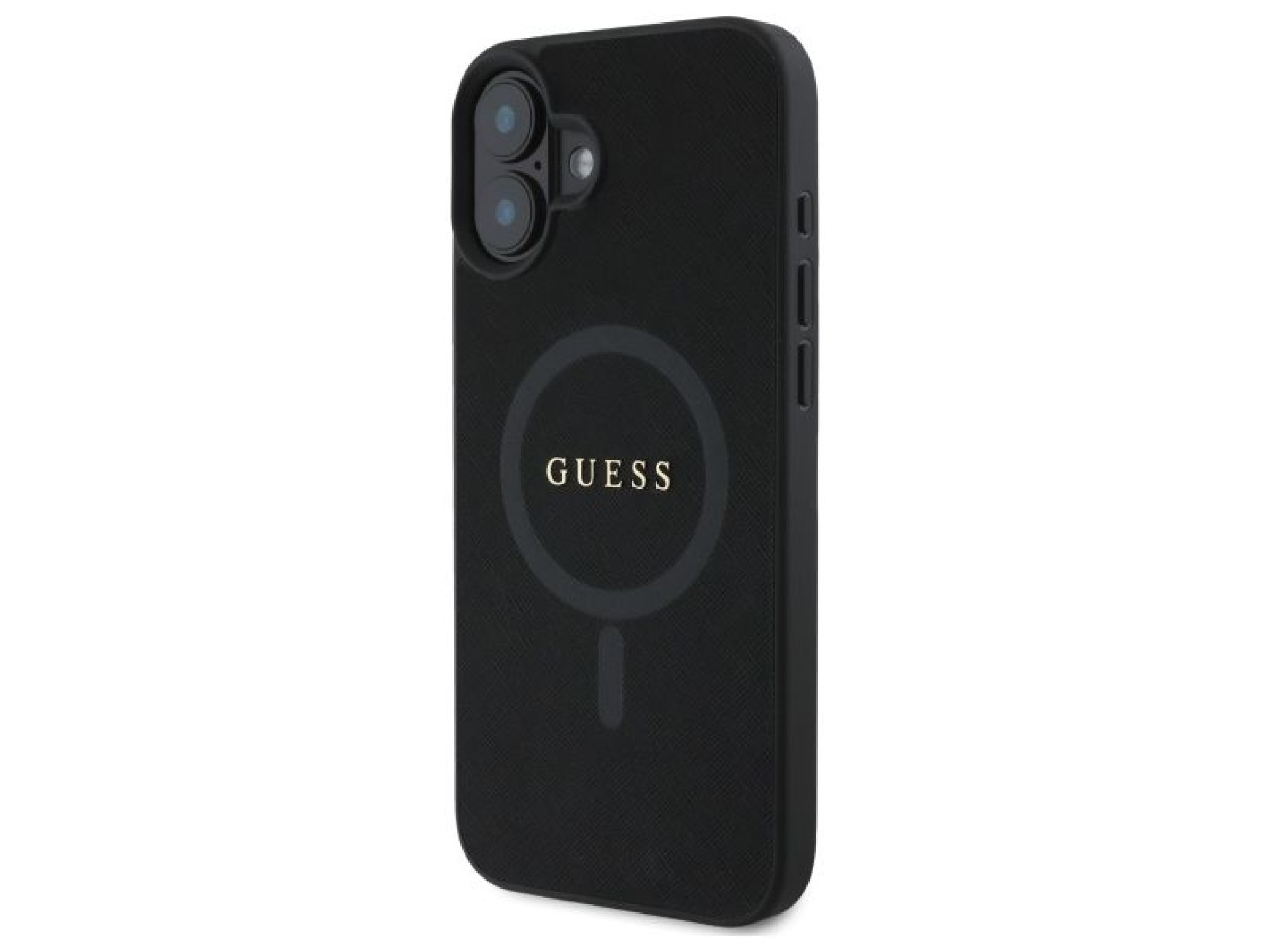 Guess Saffiano Classic Logo MagSafe case for iPhone 16 - black
