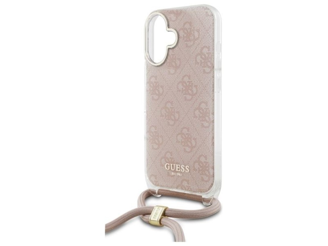 Capa Guess Crossbody Cord 4G Print para iPhone 16 - Rosa