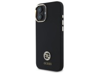 Capa Guess de silicone com logo e detalhes em strass para iPhone 16 - Preta Capa Guess de silicone com logo e detalhes em strass para iPhone 16 - Preta
