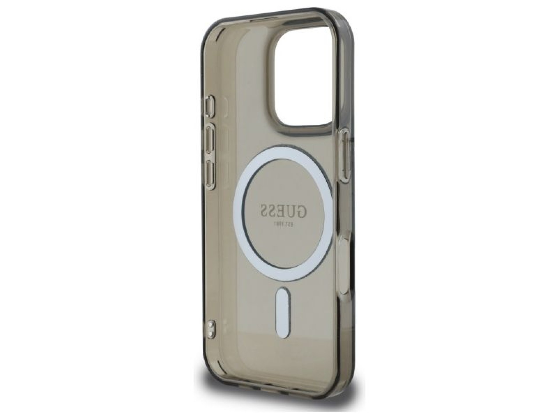 Capa Guess IML Glitter Circle MagSafe para iPhone 16 Pro - preta