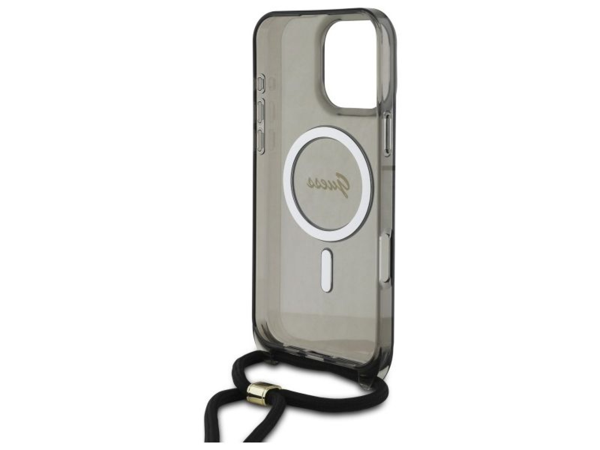 Capa Guess Crossbody Cord Script MagSafe para iPhone 16 Pro - Preta