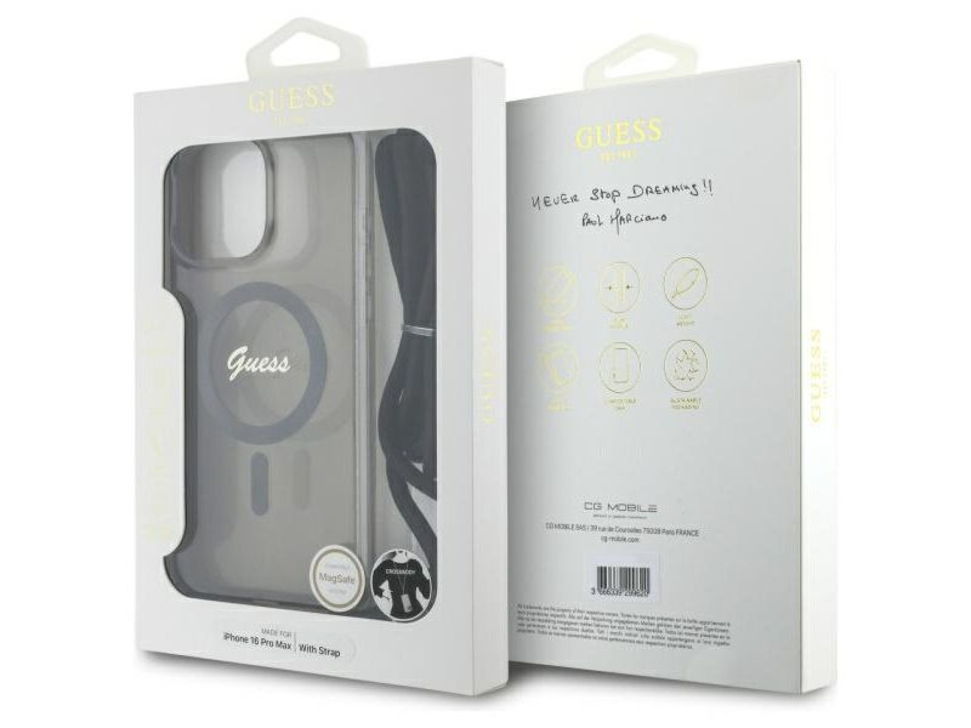 Capa Guess Crossbody Cord Script MagSafe para iPhone 16 Pro - Preta