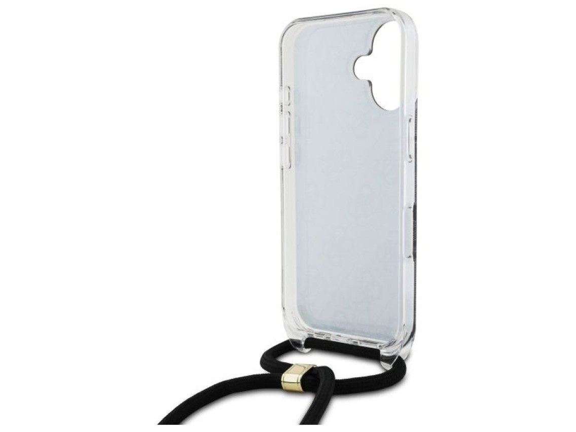 Capa Guess Crossbody Cord 4G Print para iPhone 16 - Preta