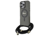 Capa Guess Crossbody Cord Script MagSafe para iPhone 16 Pro - Preta Capa Guess Crossbody Cord Script MagSafe para iPhone 16 Pro - Preta