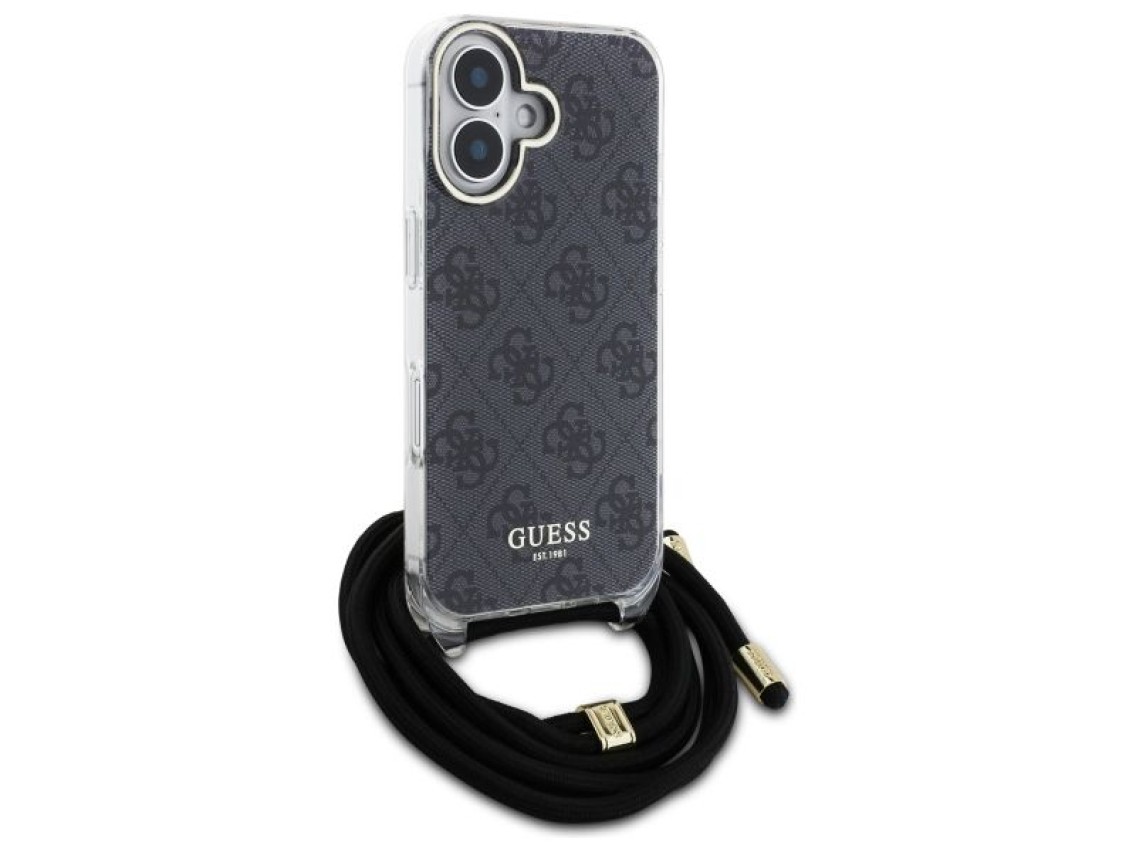 Capa Guess Crossbody Cord 4G Print para iPhone 16 - Preta